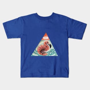 Pop Surrealism Flamingo Shrimp Illustration Kids T-Shirt